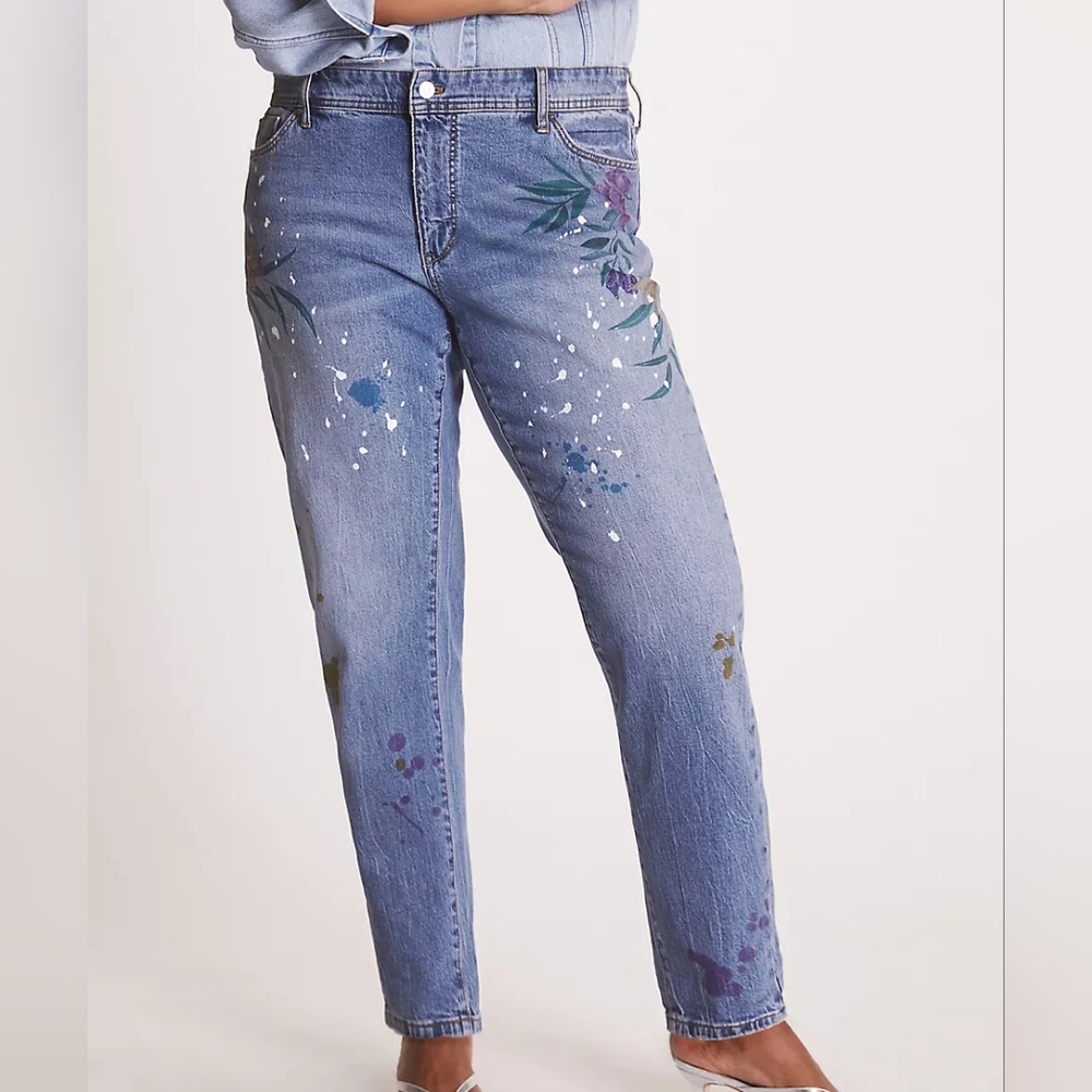 Anthropologie Boyfriend Jeans with Floral Accents